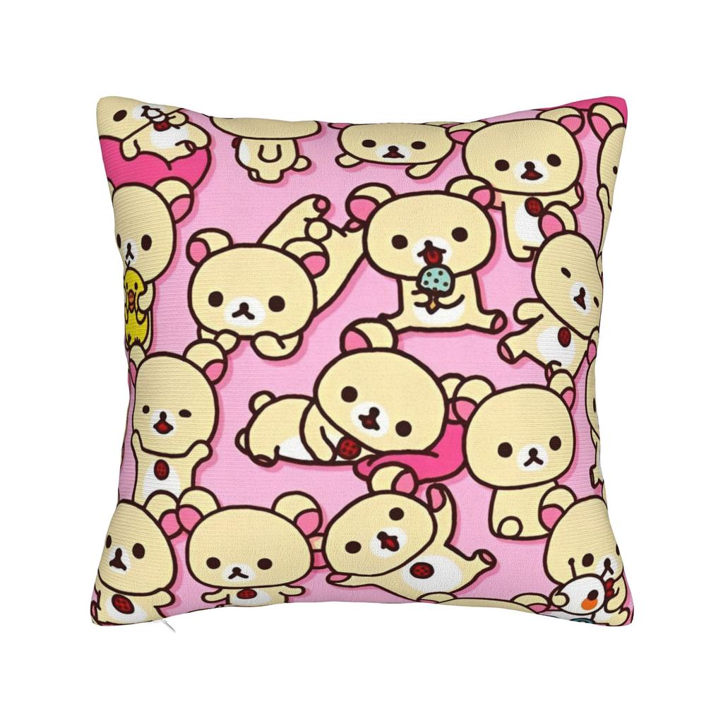 Квадратная наволочка Rilakkuma Клубничный Мультфильм Чехлы для Подушек Новинка Полиэстер Декор Наволочка для Дома 18x18