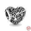 925 Sterling Family Love Heart Diy Bead Fit Original Fashion Charms Bracelet Jewelry for Women with Silver Cloth