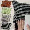 Cute Devil Horn Knitting Striped Beanie Hat Autumn Winter Knitted Wool Caps Girl Cat Ear Pointed Pullover Women Bonnet Hats