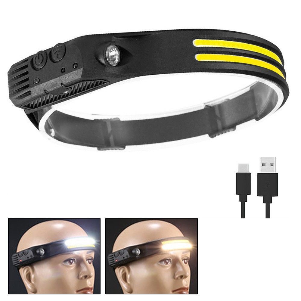 Powerful COB LED Induction Headlamp Built-in Battery USB Rechargeable Head Flashlight Outdoor Camping Fishing Riding Headlight