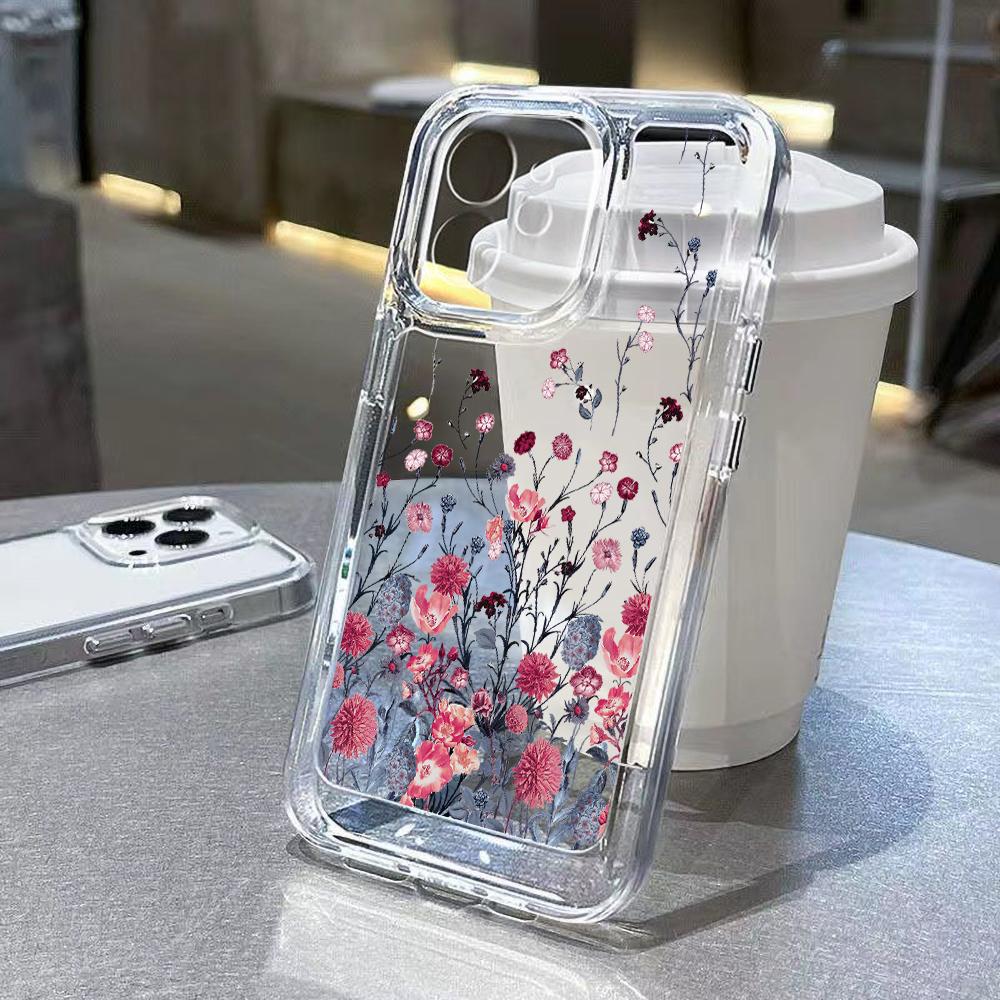 Soft Clear Phone Case For iPhone 11 Case iPhone 13 14 12 15 Pro Max XS Max XR X 7 8 Plus SE Shockproof Aesthetic Flower Cover