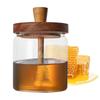 Honey Jar High Borosilicate Glass Sealed Tank with Wooden Lid Mixing Rod Wood Dip Sticks Transparent Honey Sealed Storage Jars