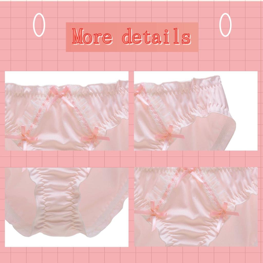 Beirou Milk Soft and Gentle To the Sexy Satin Breathable and with a Super Cute Ribbon Princess Lolita Size M Women's Panties, Fiber, Touch, Low-Rise