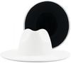 Simple Outer White Inner Black Wool Felt Jazz Fedora Hats with Thin Belt Buckle Men Women Wide Brim Panama Trilby Cap 56-58-60CM