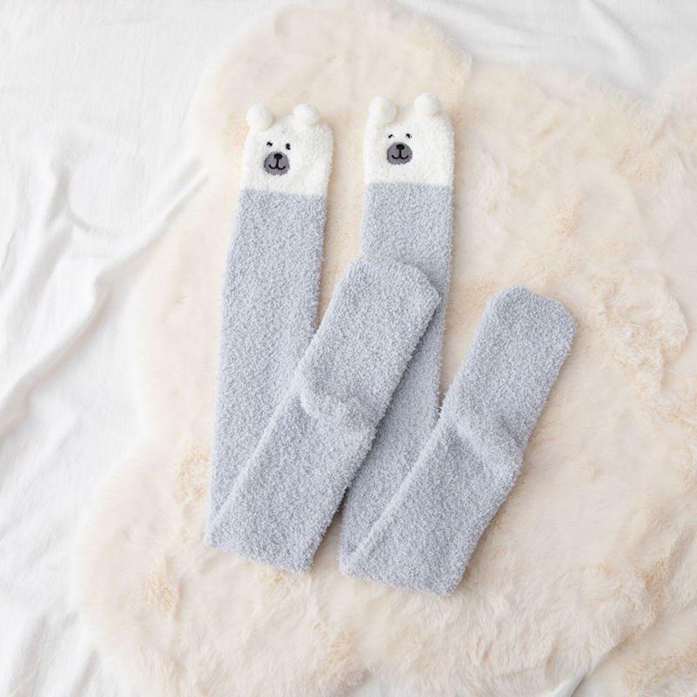 Bear Autumn Winter Women's Fashion Stockings Floor Socks Coral Fleece Socks Sleep Sock