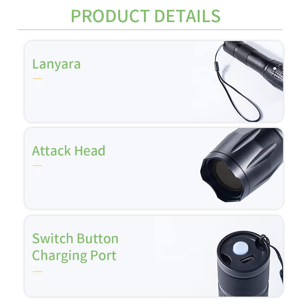 365 нм черный фонарь мощный деревянный УФ черный зеркальный 365 нм светодиодный ультрафиолетовый фонарь 1 режим обнаружения перезаряжаемый, высококачественный ультрафиолетовый,