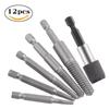 Hexagonal Handle Broken Wire Extractor Hand Drill Screw Removal Tool Set, Slip Screw Extractor.