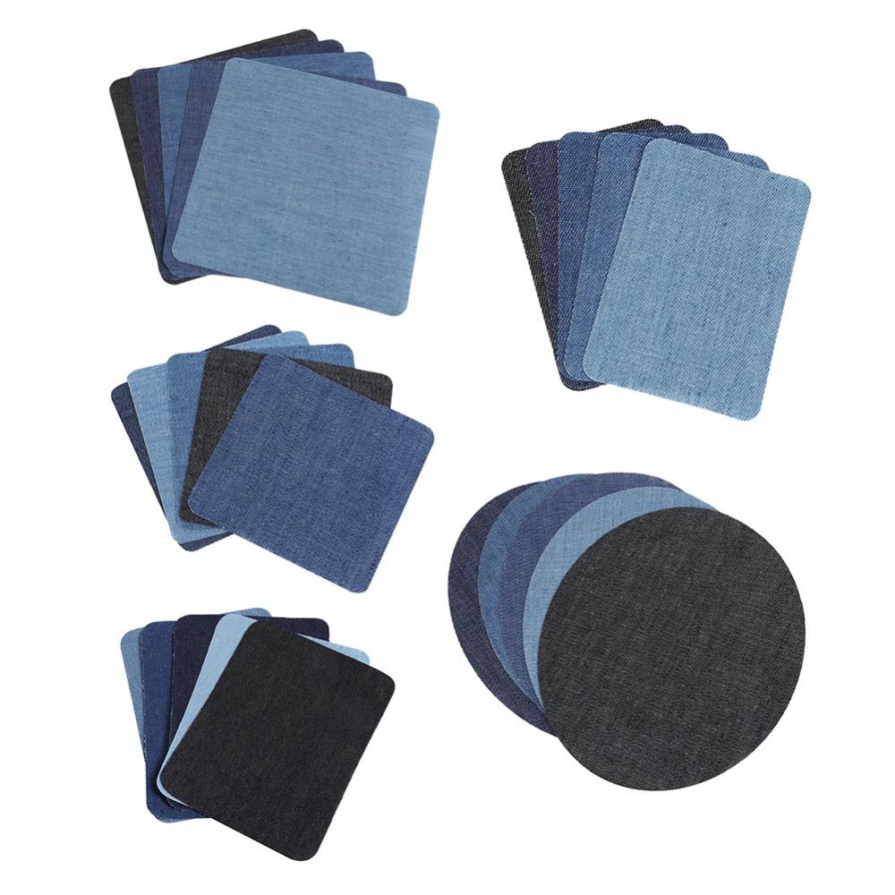 25PCS Blue Denim Patches No Sew Sewing Patches Decoration Set Cloth Patches  Home Use