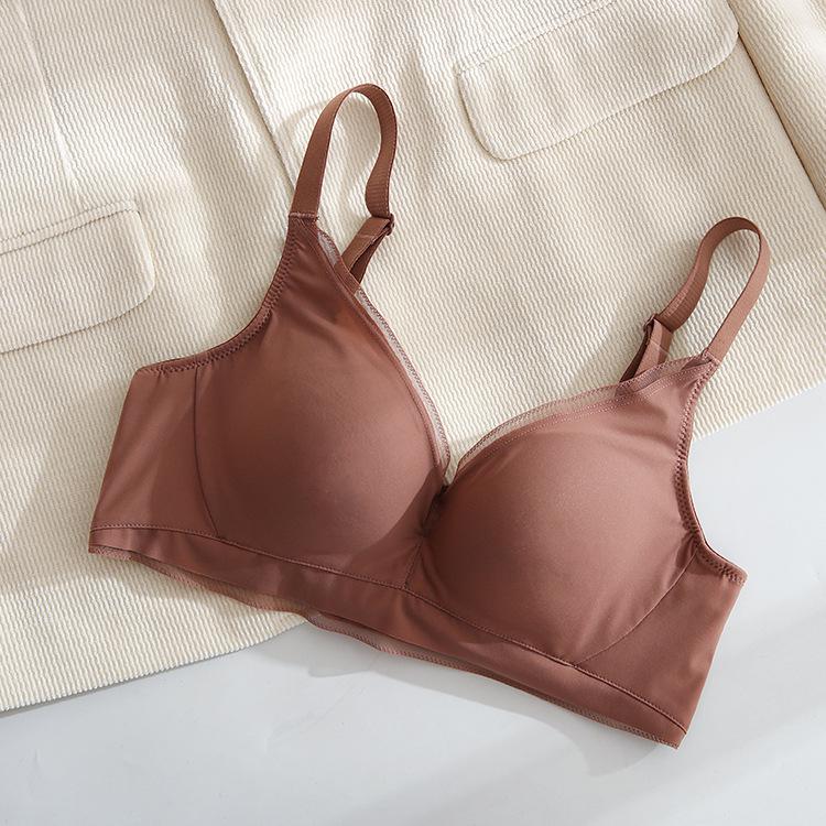 «Японский бесшовный бюстгальтер из 100% тутового шелкопряда для маленькой груди — без стального кольца, антипровисающий дизайн»