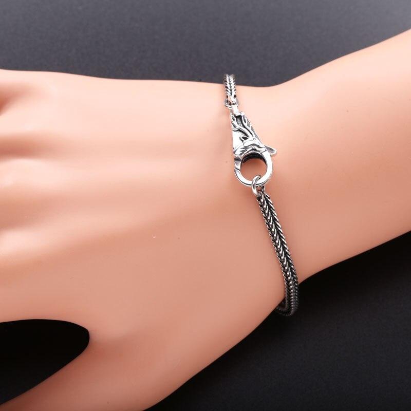 Настоящее серебро 925 пробы, серый браслет в винтажном стиле для унисекс, европейские популярные ювелирные изделия DIY, браслет с пряжкой сливового цвета
