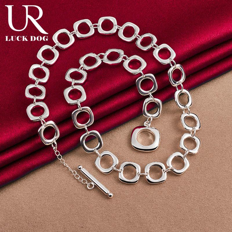 925 стерлингового серебра квадратная цепь 20 дюймов женское ожерелье модные свадебные украшения