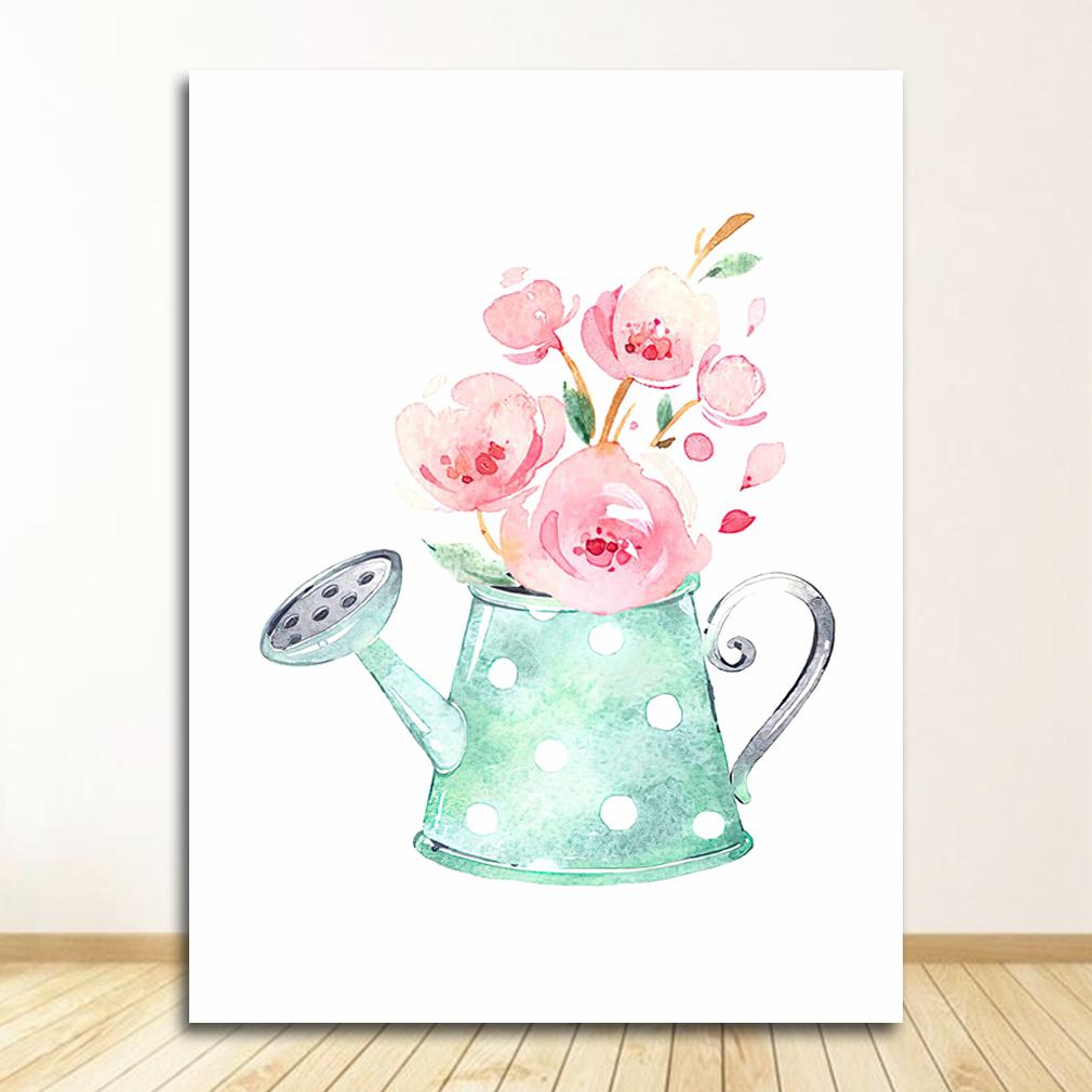 Настенные картины для детской комнаты, декор для детской комнаты, милый зонтик с розами для маленьких девочек, плакаты на скандинавскую тему и принты, настенная живопись на холсте