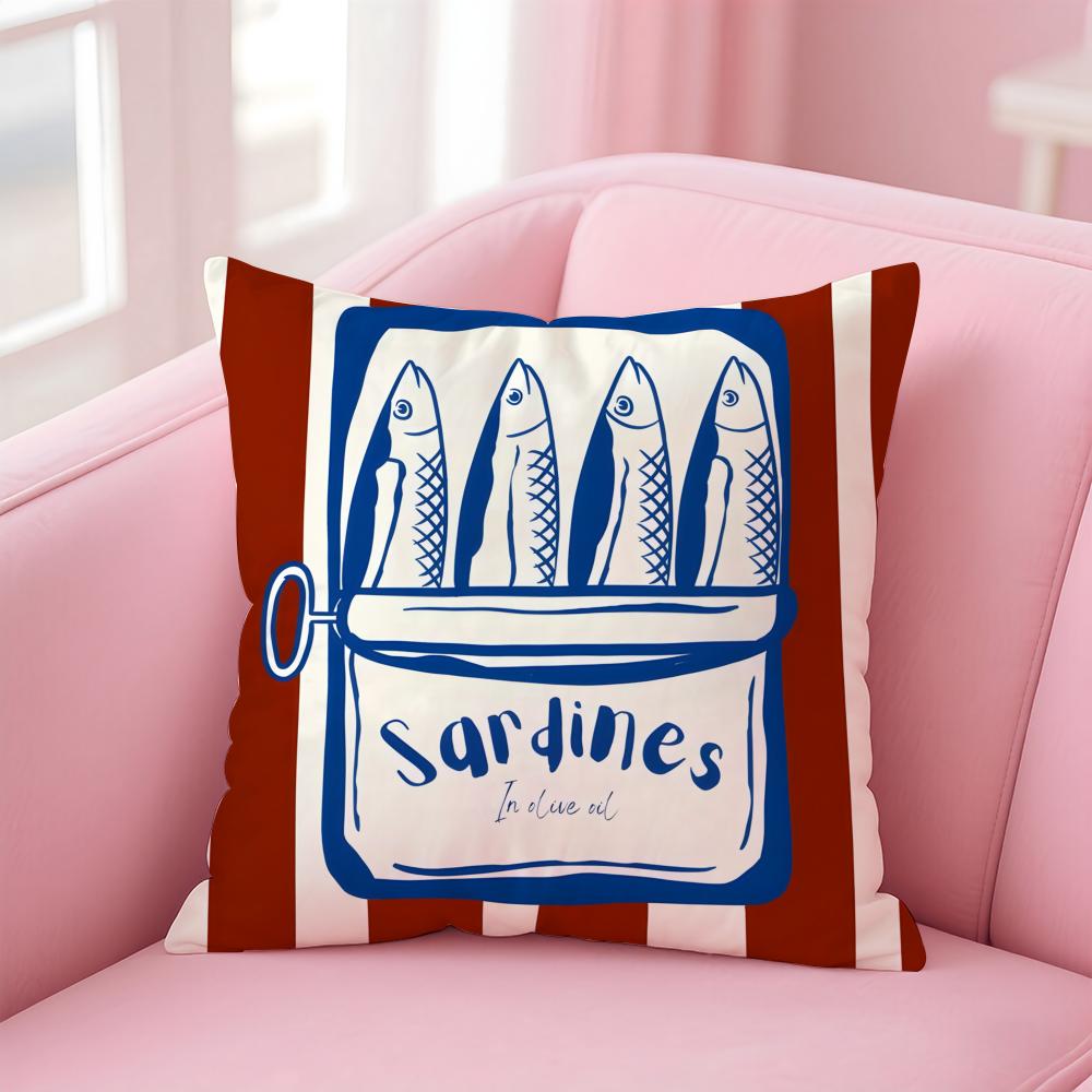 Colorful SardineS Fantasy Patterns Cushion Cover Pillowcase Short Plush Invisible zipper Room Sofa Cushion Cover