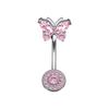 Bow Knot Butterfly Navel Jewelry Dangled Design Belly Rings Crystal Zircon Piercing Belly  Seaside