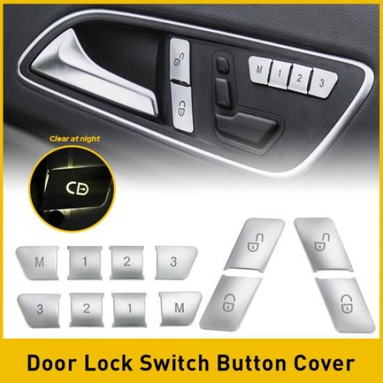 Door Lock Unlock Switch Seat Button Cover For Sticker Set Mercedes-Benz W204 CLA