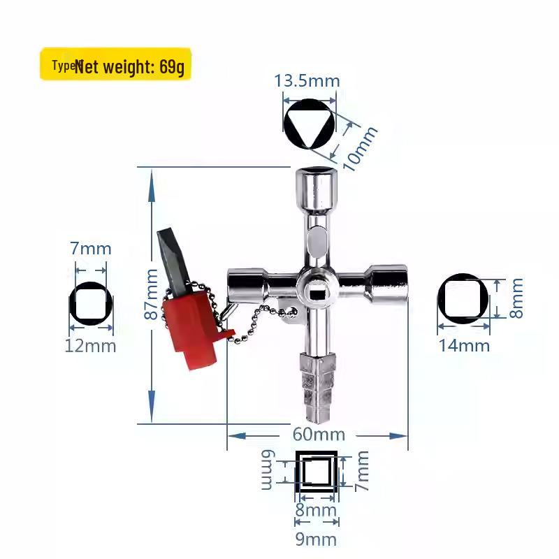 Многофункциональный треугольный ключ для электрических шкафов, лифтов, крестовых ключей и клапанов водомеров