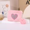 Женский мини-кошелек с вышитым сердечком, короткий кошелек для монет, мини-кошелек для кредиток, сумка для удостоверения личности M7F3