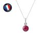 Pendant - - Genuine Red Cultured Pearl 6-7 Mm - White Gold - Free Silver Chain