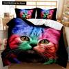 Пододеяльник с изображением кошек и собак, рождественский комплект постельного белья с изображением животных для детей и подростков, двуспальный, размера «king-size», полиэстеровый чехол-одеяло