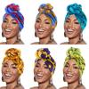 African Print Turban for Women New Fashion Pre-Made Top Knot Head Wraps Flower Stretch Hijab Ladies Party Wedding Headdress