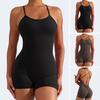 Women Yoga Romper Cross Back Sleeveless High Elasticity Skinny Soft Low-cut U Neck Off Shoulder