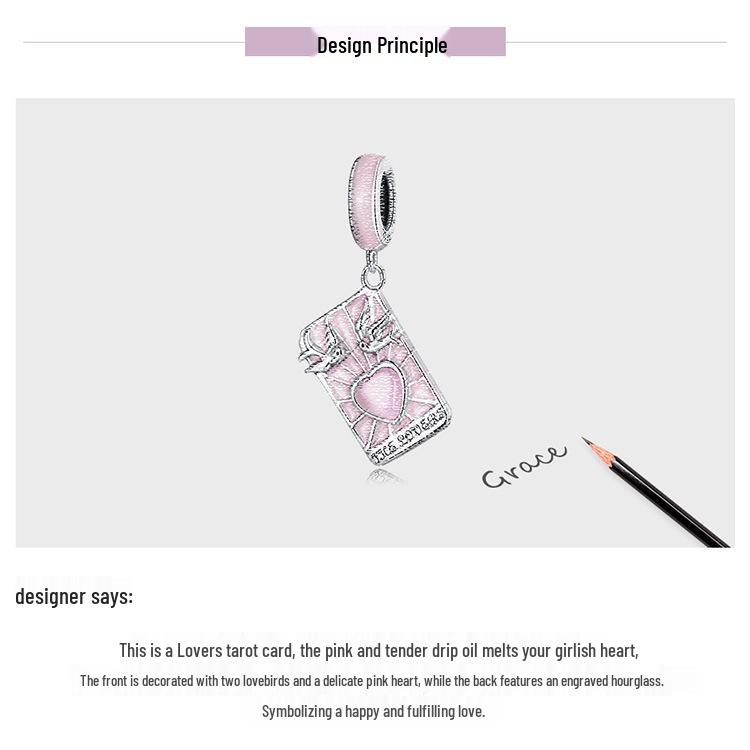 Yin Ziyun Handmade Pink Tarot Lover Pendant with Drip Glue Beads