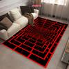 Red and Black Visual Maze Geometric Fashion Carpet Rug for Bedroom Livingroom Floor Playroom Office Decor Yoga Mat for Family