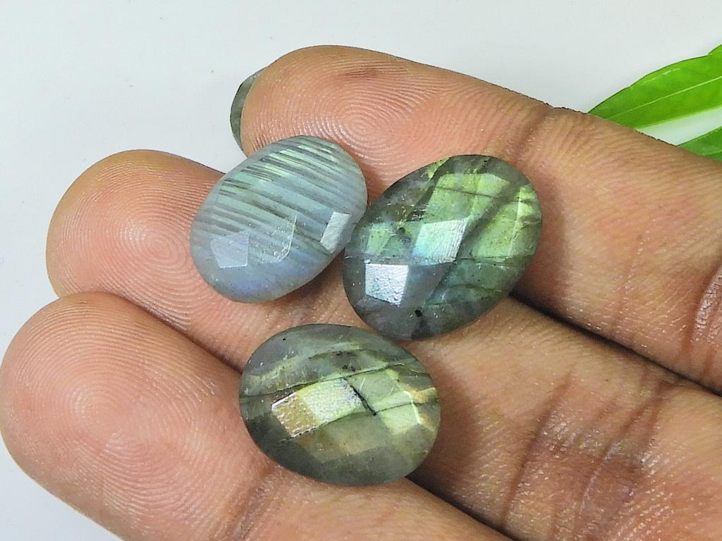 10 шт. 12X17 мм натуральный лабрадорит с обеих сторон шахматной огранки овальный драгоценный камень россыпью LM-1240