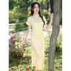 New Chinese 1011 New Milk Yellow Improved Waist Skinny Cheongsam Young National Style New Chinese Long Dress Summer