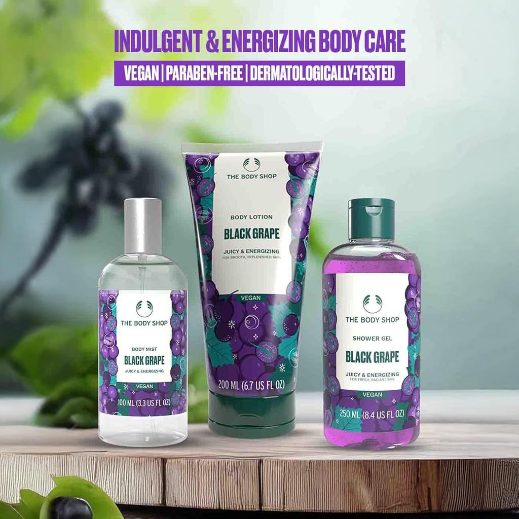 The Body Shop Black Grape Shower Gel 250 ml Refreshing Cleansing Gel for Glowing Skin