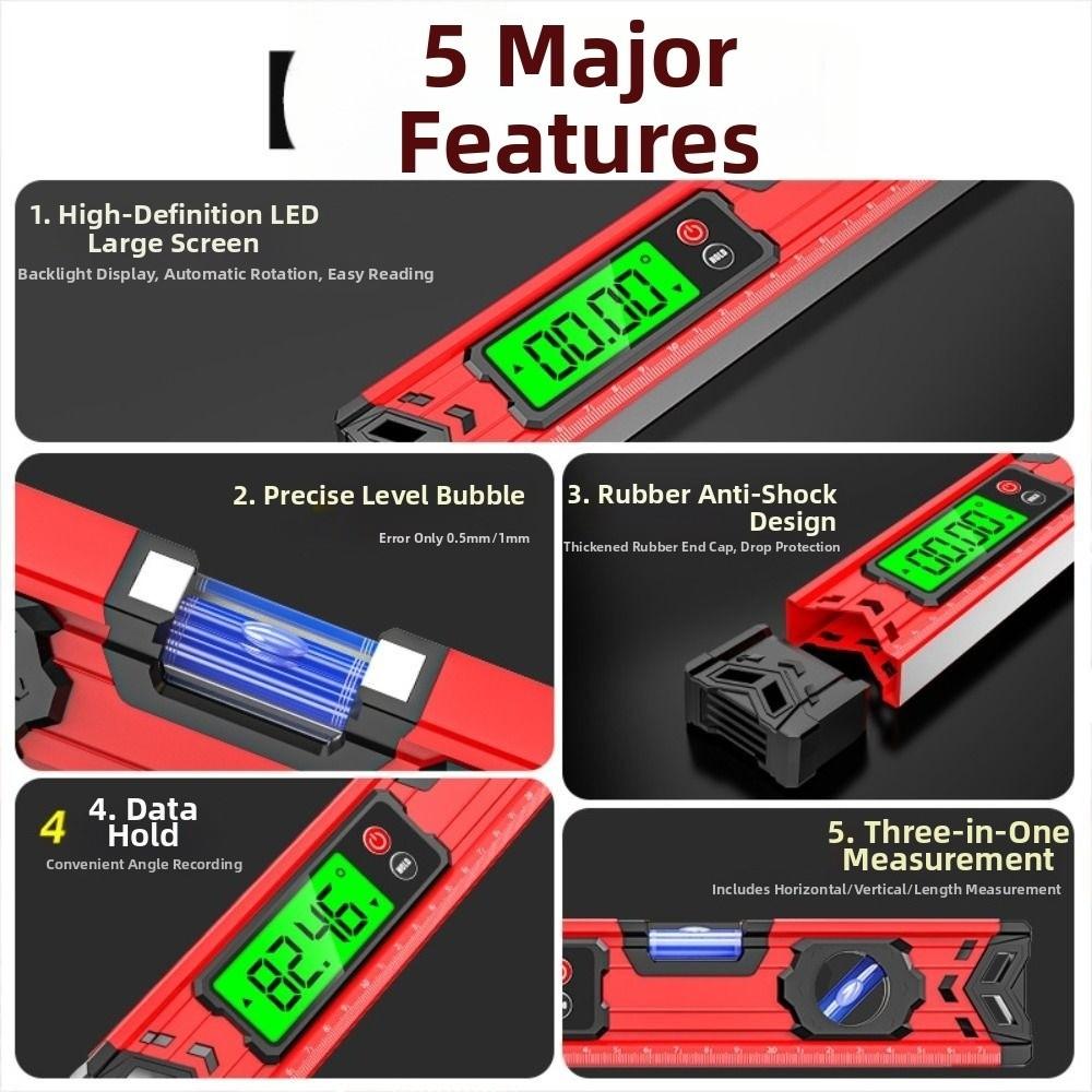 0-90° Range Magnetic Digital Level 30-100cm Electronic Inclinometer Construction Work