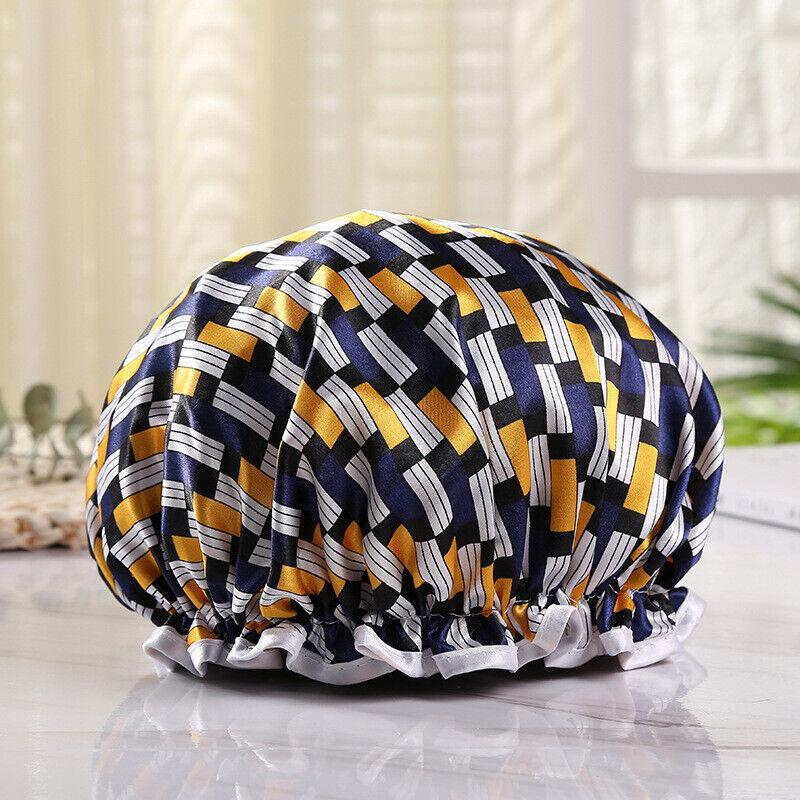 Большая двухслойная толстая водонепроницаемая шапочка для душа, женская шапочка для ванны, многоразовая 1 шт.