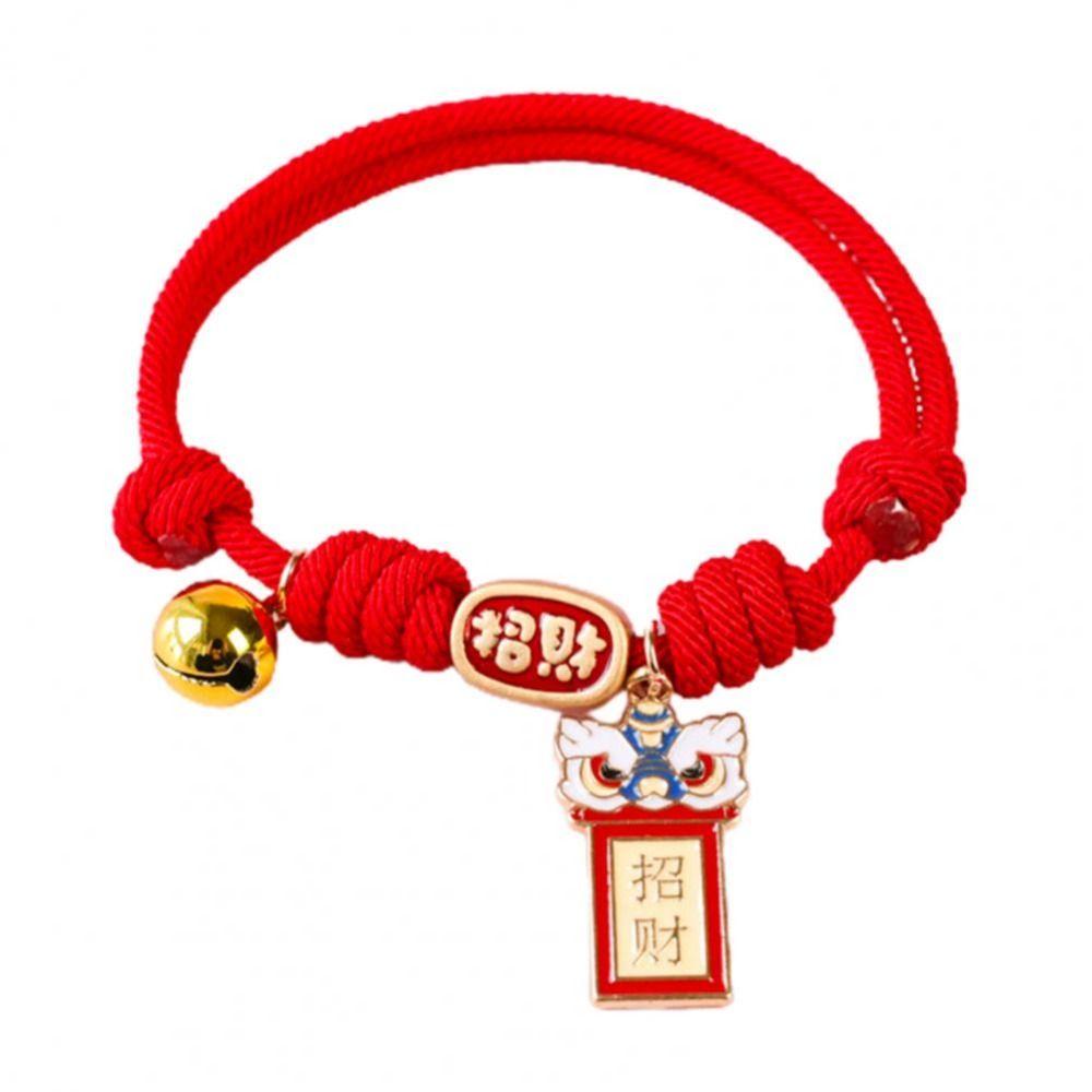Adjustable Braided Cat Collar Chinese Style Puppy Collar Creative Pet Bell Necklace Photo Props