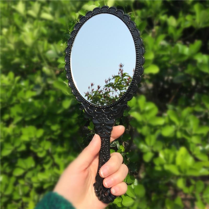 Винтажное резное ручное косметическое зеркало для макияжа, ручное зеркало с ручкой, косметическое компактное зеркало