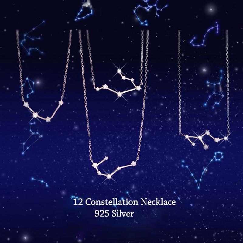 ANENJERY Silver Color Zodiac Necklace Celestial Jewelry Best Friend Gift Constellation Necklace S-N487