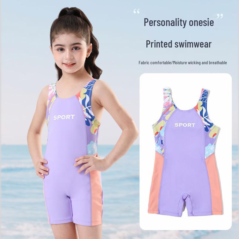 Быстросохнущий слитный купальник для девочек среднего и старшего возраста - Новинка 2025, Профессиональный дизайн с плоским вырезом для ног