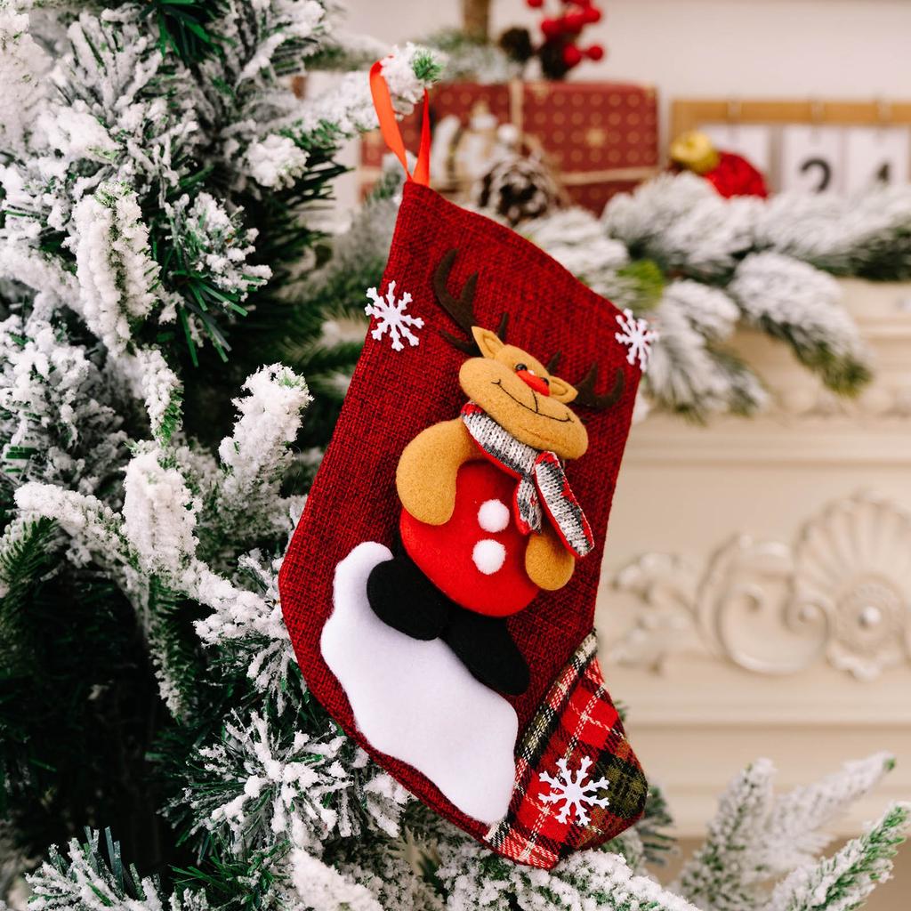 Embroidered  Snowman Christmas Stockings New Year Christmas Tree Fireplace Decoration Gift Socks