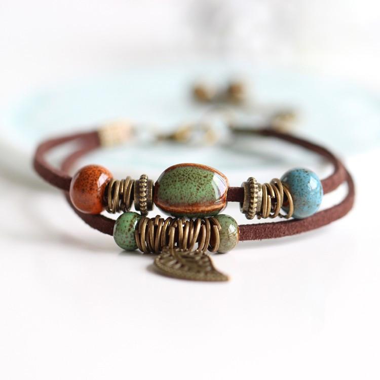 Ethnic Style Colorful Ceramic Bracelet Literary Style Fashion Bracelet Colorful Beaded Jewelry Bracelet