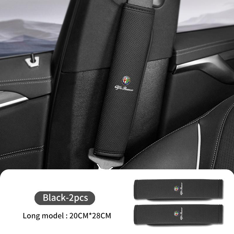 Car Seat Belt Shoulder Cover Leather Shoulder Protector Pad For Alfa Romeo 159 Giulietta 156 147 Giulia Mito GT Stelvio Spider ert853