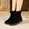 Женские замшевые зимние ботинки «Челси» на меху на платформе, теплая короткая плюшевая женская обувь, зимние мотоциклетные ботинки-гладиаторы на молнии, 2024 г.