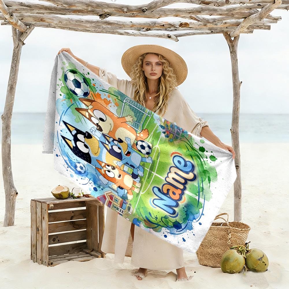 Soccer Fun Friends Personalized Text Beach Towel High Absorbency & Quick-Dry Perfect for Traveling Yoga Camping and Swimming