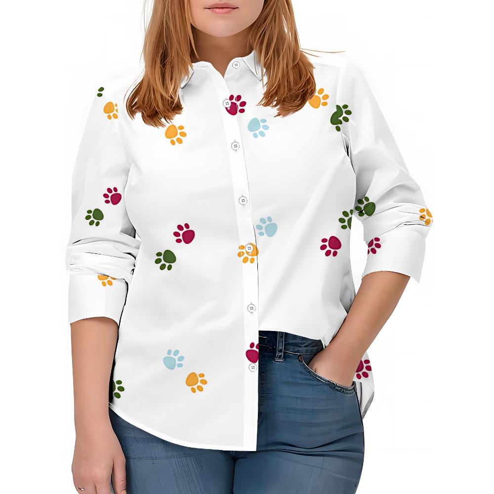 New women's long-sleeved shirts are versatile, digitally printed mature and elegant shirts
