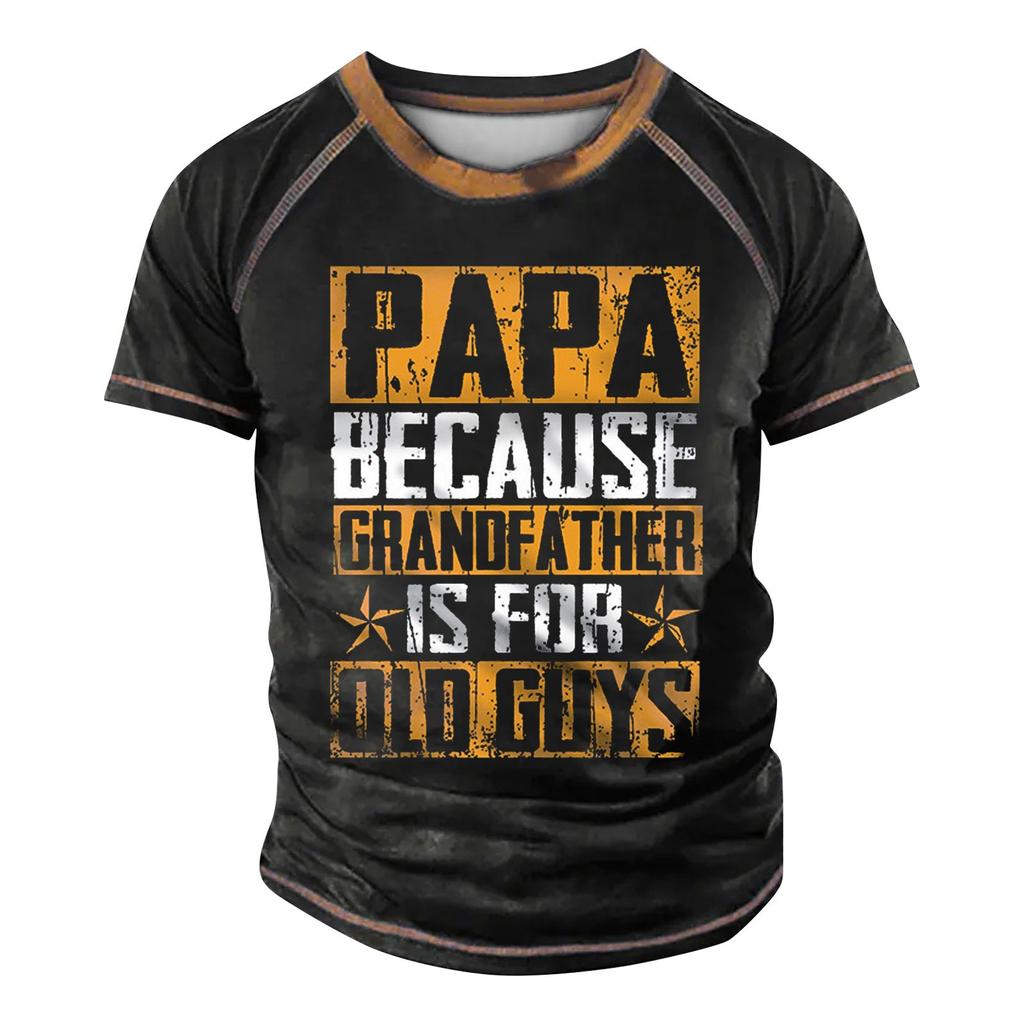 Мужская футболка реглан в стиле ретро с коротким рукавом и круглым вырезом с буквенным принтом, топы