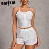 Пижама Женская Халтер Пуговица Рюши Дышащий Жилет Шорты Мода Сексуальная Домашняя Одежда