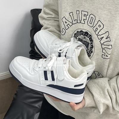 Новые товары в продаже осенью и зимой, новые бархатные маленькие белые туфли, женские универсальные хлопковые туфли на липучке 690