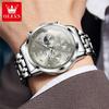 Multifunctional Men's Watches Chronograph Quartz Watch Moon Phase Calendar Luminous Waterproof Watch for Men