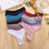 6pcs/set Women's Underpants Threaded Cotton Underwear Cute Bow Low Waist Bikini Pantys Solid Color Lace Edge Women's Panties
