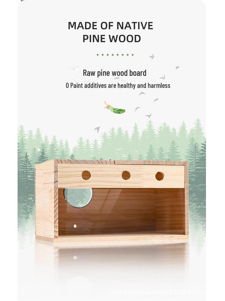 Clear Parrot Breeding Box, Black Phoenix Tiger Skin Peony Design, Hanging Bird Nest House.