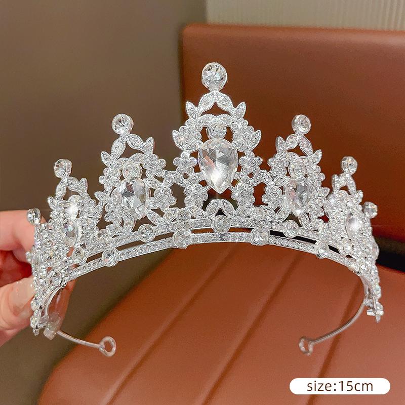 DIEZI Женская Серебристая Корона Головной Убор Корейская Хрустальная Диадема Модная Корона со Стразами для Дня Рождения Аксессуары для Волос