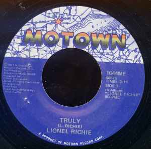 7-дюймовая пластинка LIONEL RICHIE - Truly 1644MF Motown 1982 США Соул/Фанк Б/У